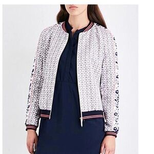 Ted Baker Xaria Geo Floral Print Twill Bomber Zip Up Jacket Size 1